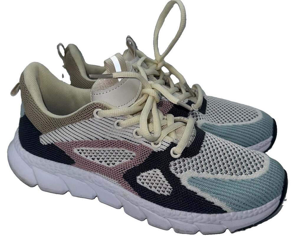 Womens EU 38 Multicolor Knit Lace Up Sneakers READ (US Not Confirmed)